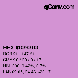 Code couleur: HEX #D393D3 | qconv.com