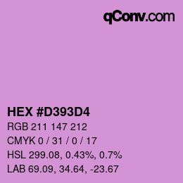 Code couleur: HEX #D393D4 | qconv.com