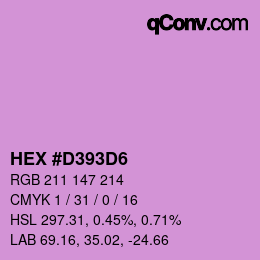 Code couleur: HEX #D393D6 | qconv.com