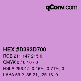 Code couleur: HEX #D393D700 | qconv.com