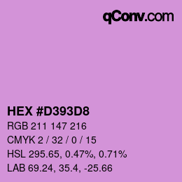Code couleur: HEX #D393D8 | qconv.com