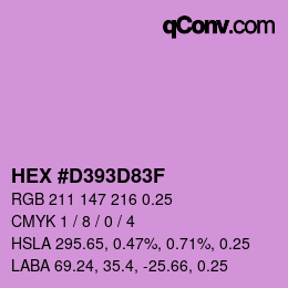 Code couleur: HEX #D393D83F | qconv.com
