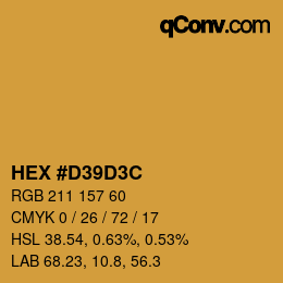 Farbcode: HEX #D39D3C | qconv.com