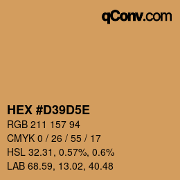 カラーコード: HEX #D39D5E | qconv.com