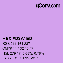 颜色代码: HEX #D3A1ED | qconv.com
