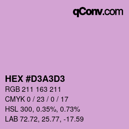 カラーコード: HEX #D3A3D3 | qconv.com