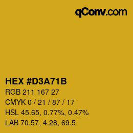 Color code: HEX #D3A71B | qconv.com