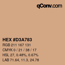 カラーコード: HEX #D3A783 | qconv.com