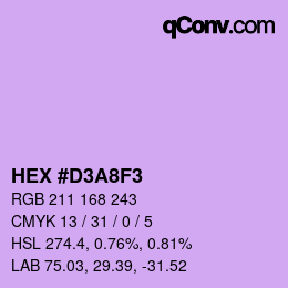 カラーコード: HEX #D3A8F3 | qconv.com