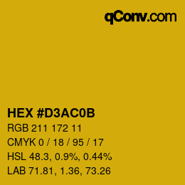 Color code: HEX #D3AC0B | qconv.com