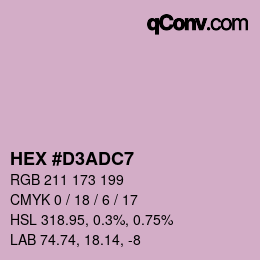 Color code: HEX #D3ADC7 | qconv.com