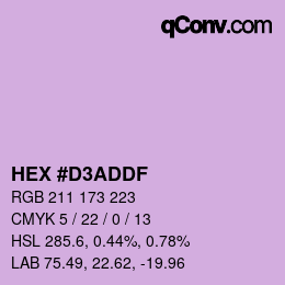 Color code: HEX #D3ADDF | qconv.com