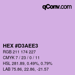 カラーコード: HEX #D3AEE3 | qconv.com