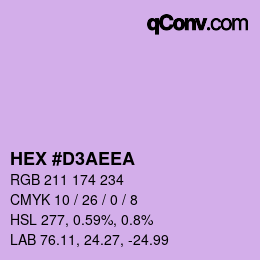 カラーコード: HEX #D3AEEA | qconv.com