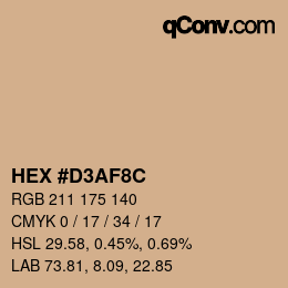 Color code: HEX #D3AF8C | qconv.com