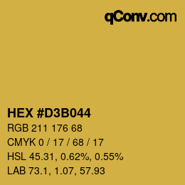 カラーコード: HEX #D3B044 | qconv.com