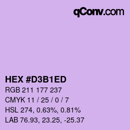 颜色代码: HEX #D3B1ED | qconv.com