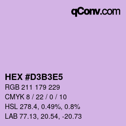 Color code: HEX #D3B3E5 | qconv.com