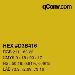Farbcode: HEX #D3B416 | qconv.com