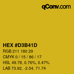 颜色代码: HEX #D3B41D | qconv.com