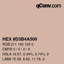 Code couleur: HEX #D3B4A500 | qconv.com