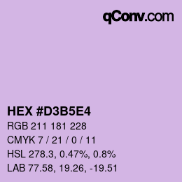 Farbcode: HEX #D3B5E4 | qconv.com
