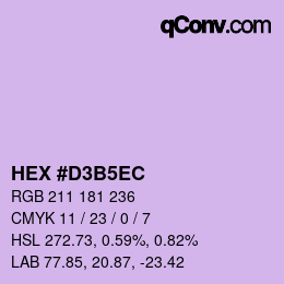 Color code: HEX #D3B5EC | qconv.com