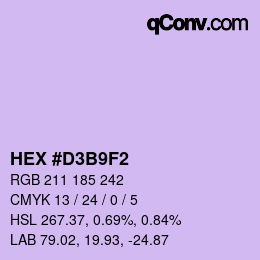 Color code: HEX #D3B9F2 | qconv.com