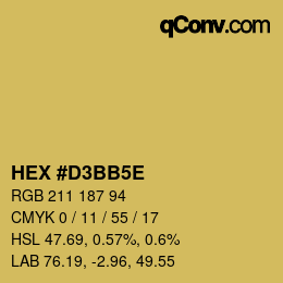 Farbcode: HEX #D3BB5E | qconv.com