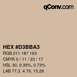 カラーコード: HEX #D3BBA3 | qconv.com
