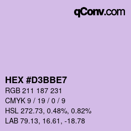 Color code: HEX #D3BBE7 | qconv.com