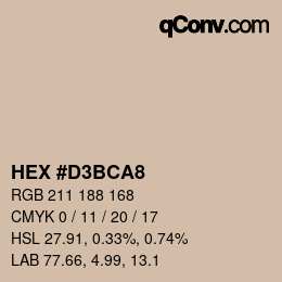 Color code: HEX #D3BCA8 | qconv.com