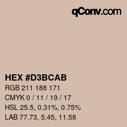 Color code: HEX #D3BCAB | qconv.com