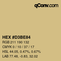 Farbcode: HEX #D3BE84 | qconv.com