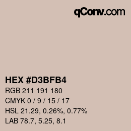 カラーコード: HEX #D3BFB4 | qconv.com