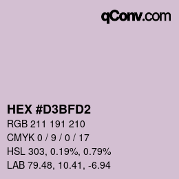 カラーコード: HEX #D3BFD2 | qconv.com