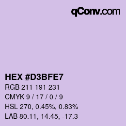 Color code: HEX #D3BFE7 | qconv.com