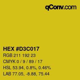 Color code: HEX #D3C017 | qconv.com