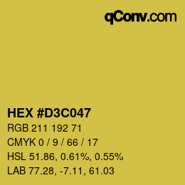 Color code: HEX #D3C047 | qconv.com