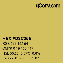 Color code: HEX #D3C05E | qconv.com