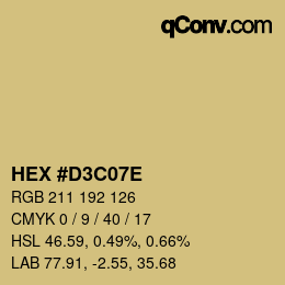 Color code: HEX #D3C07E | qconv.com