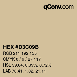 カラーコード: HEX #D3C09B | qconv.com