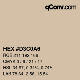 Farbcode: HEX #D3C0A6 | qconv.com