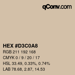 カラーコード: HEX #D3C0A8 | qconv.com