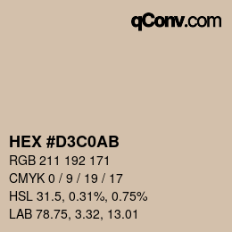 Color code: HEX #D3C0AB | qconv.com