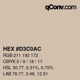 Color code: HEX #D3C0AC | qconv.com