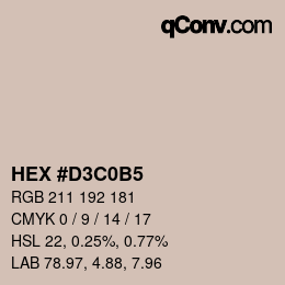 カラーコード: HEX #D3C0B5 | qconv.com