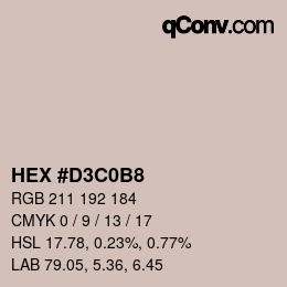 Color code: HEX #D3C0B8 | qconv.com