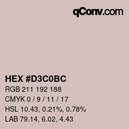 Color code: HEX #D3C0BC | qconv.com