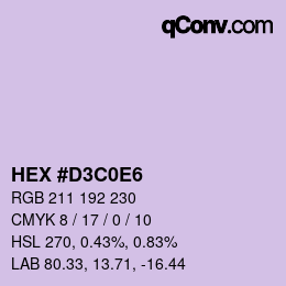 Color code: HEX #D3C0E6 | qconv.com